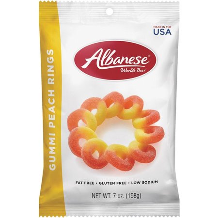 ALBANESE WORLDS BEST Gummi Peach Rings 7Oz 53349